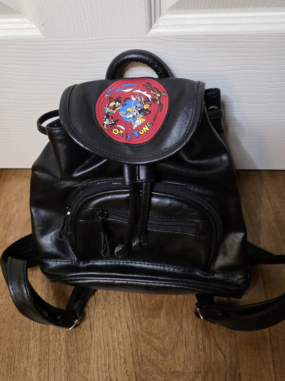 Looney Tunes Black Faux Leather Mini Backpack
